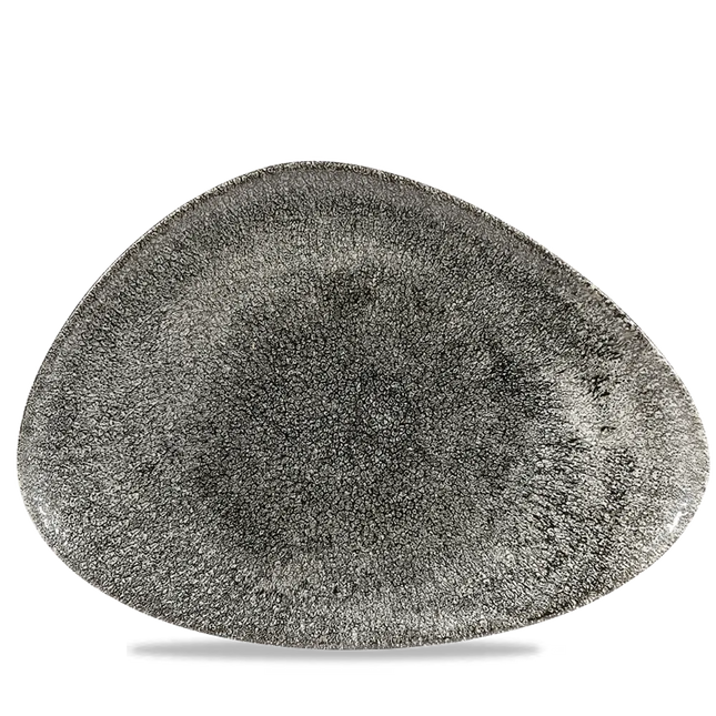 Raku Quartz Black Triangle Chefs Plate 35.6 x 25cm 6/box