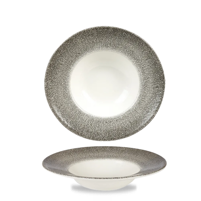 Raku Quartz Black Profile Wide Rim Bowl Med 24cm 12/box