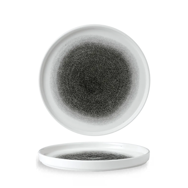 Raku Quartz Black Walled Plate 26cm 6/box