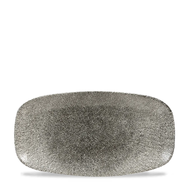 Raku Quartz Black Chefs Oblong Plate 29.8 x 15.3cm 12/box