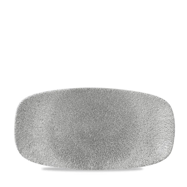 Raku Jasper Grey Chefs Oblong Plate 29.8 x 15.3cm 12/box