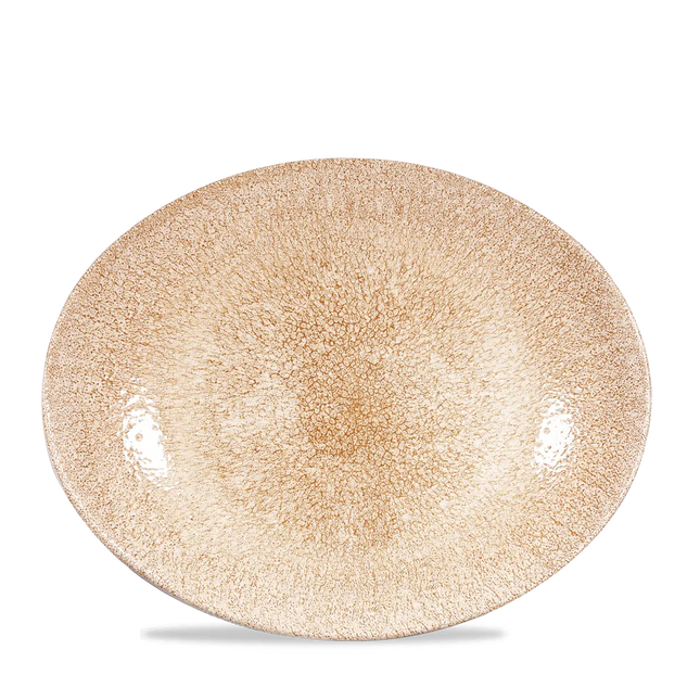 Raku Garnet Orange Orbit Oval Coupe Plate 32cm 12/box