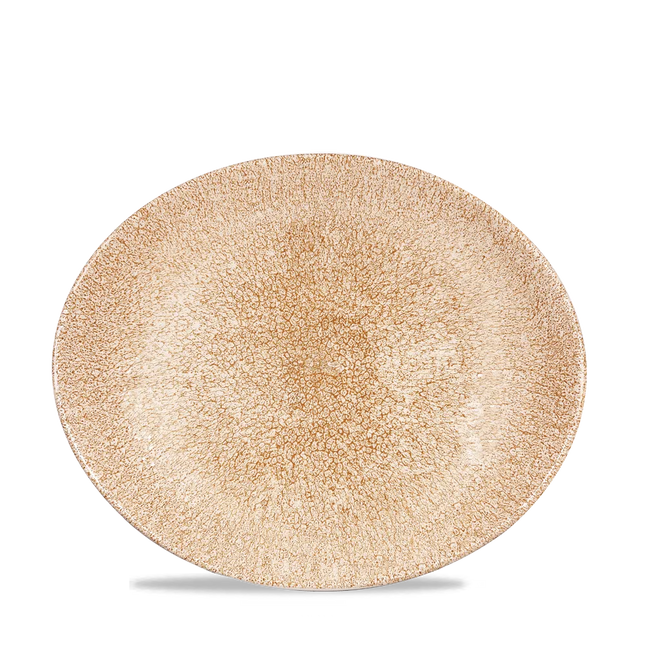 Raku Garnet Orange Orbit Oval Coupe Plate 28.1cm 12/box