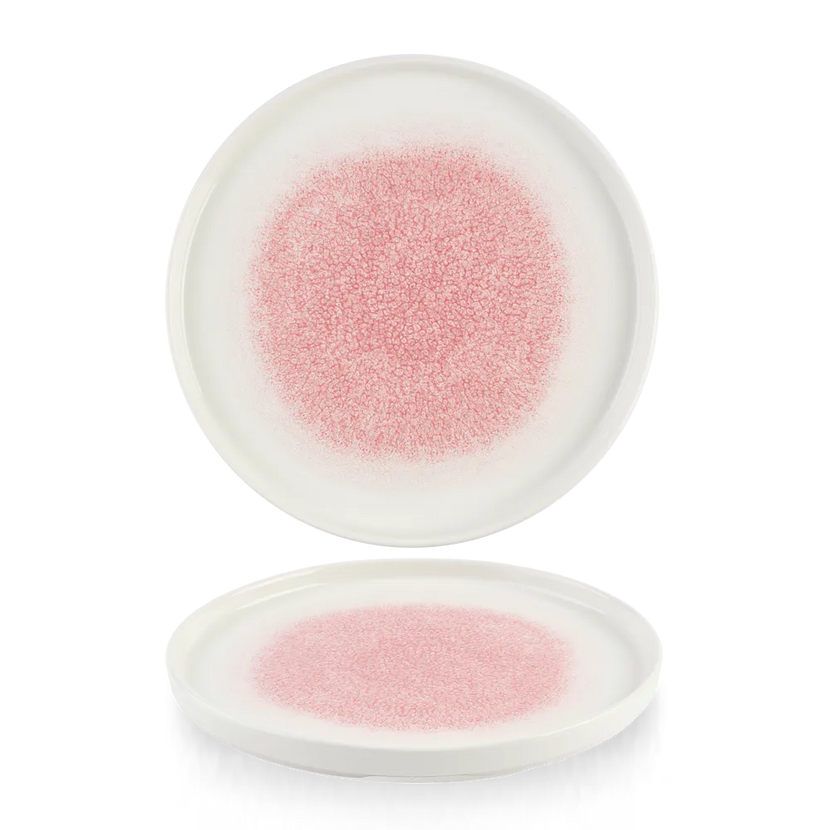 Raku Pink Quartz Walled Plate 26cm 6/box