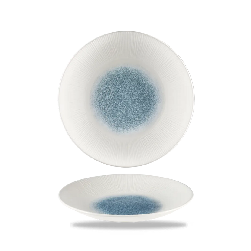 Raku Topaz Blue Bamboo Deep Coupe Plate 25.5cm 12/box