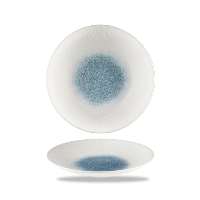 Raku Topaz Blue Bamboo Deep Coupe Plate 25.5cm 12/box