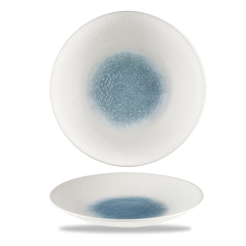 Raku Topaz Blue Bamboo Deep Coupe Plate 28.1cm 12/box