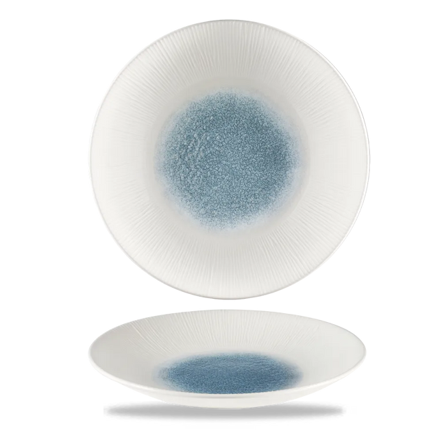 Raku Topaz Blue Bamboo Deep Coupe Plate 28.1cm 12/box