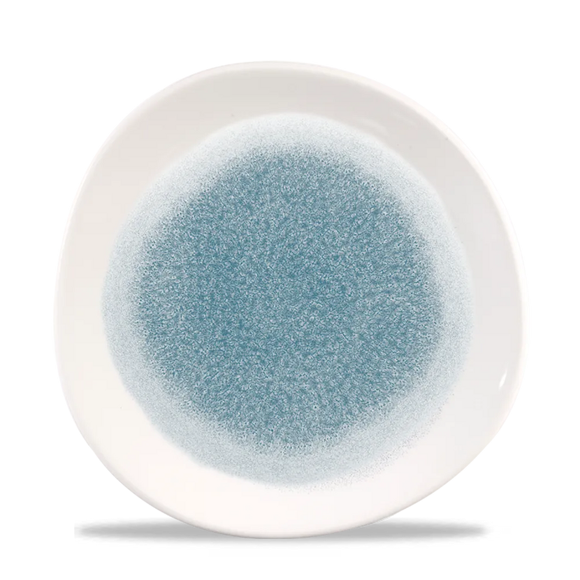 Raku Topaz Blue Round Trace Plate 26.4cm 12/box