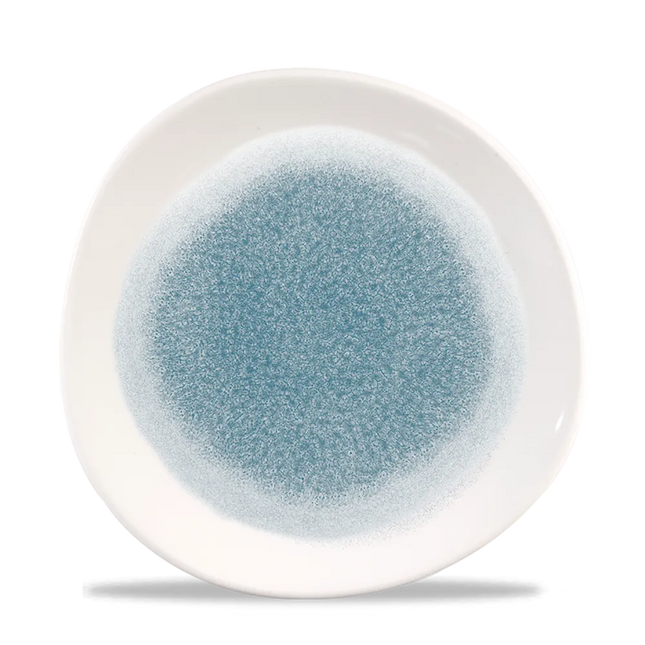 Raku Topaz Blue Round Trace Plate 26.4cm 12/box