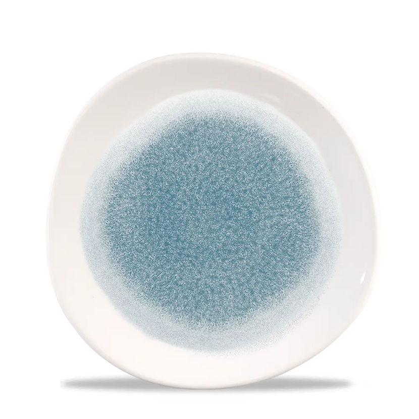 Raku Topaz Blue Round Trace Plate 21cm 12/box