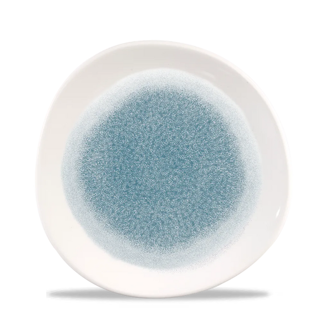 Raku Topaz Blue Round Trace Plate 21cm 12/box