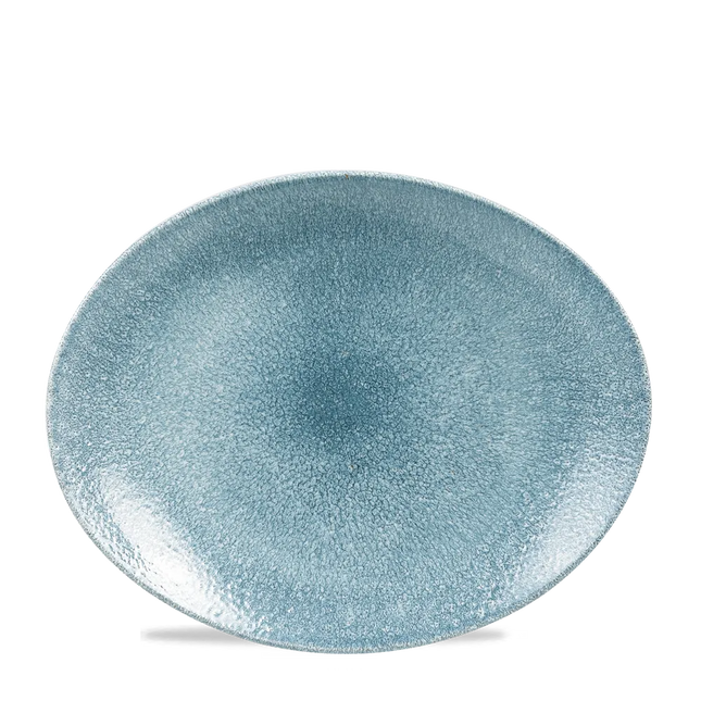 Raku Topaz Blue Orbit Oval Coupe Plate 32cm 12/box