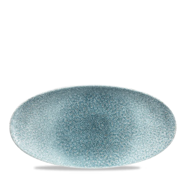 Raku Topaz Blue Oval Chefs Plate 29.9 x 15cm 12/box