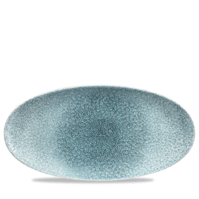 Raku Topaz Blue Oval Chefs Plate 34.7 x 17.3cm 6/box