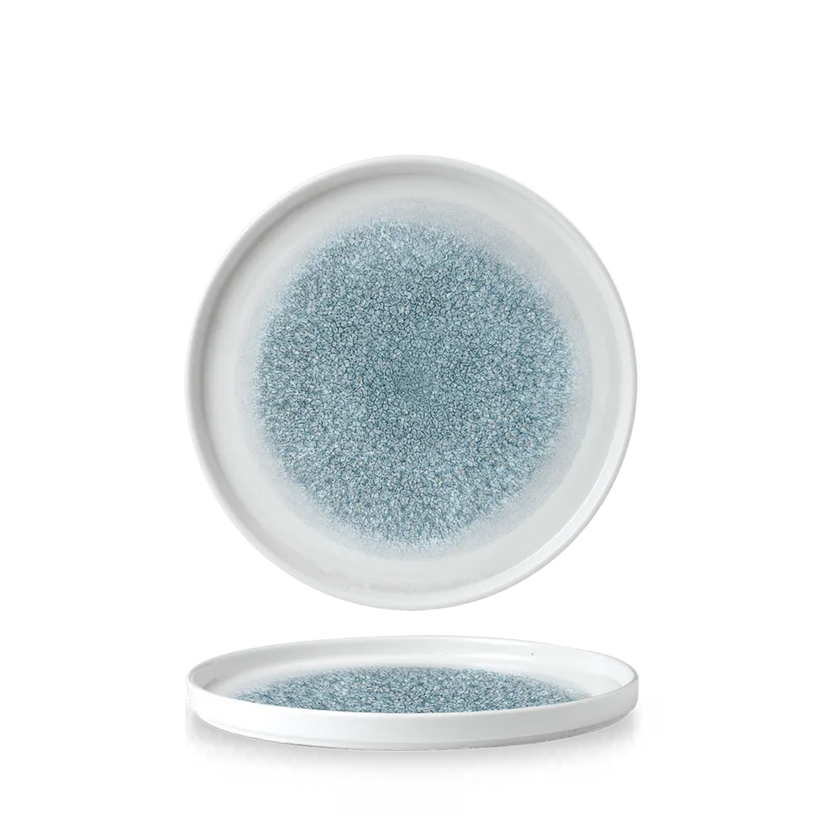 Raku Topaz Blue Walled Plate 22cm 6/box