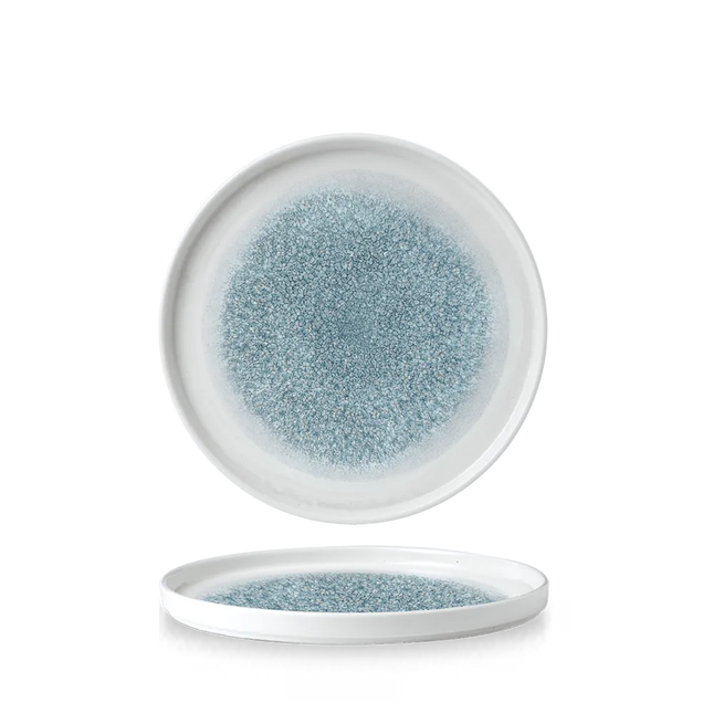 Raku Topaz Blue Walled Plate 22cm 6/box