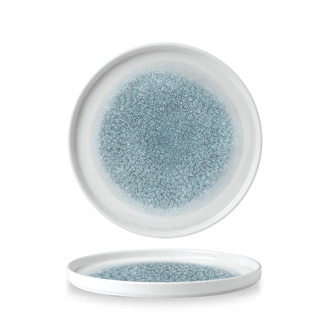 Raku Topaz Blue Walled Plate 26 cm 6/box