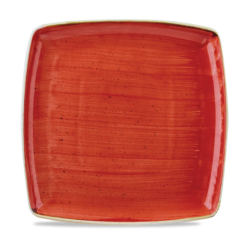 Stonecast Berry Red Deep Square Plate 26cm 6/box