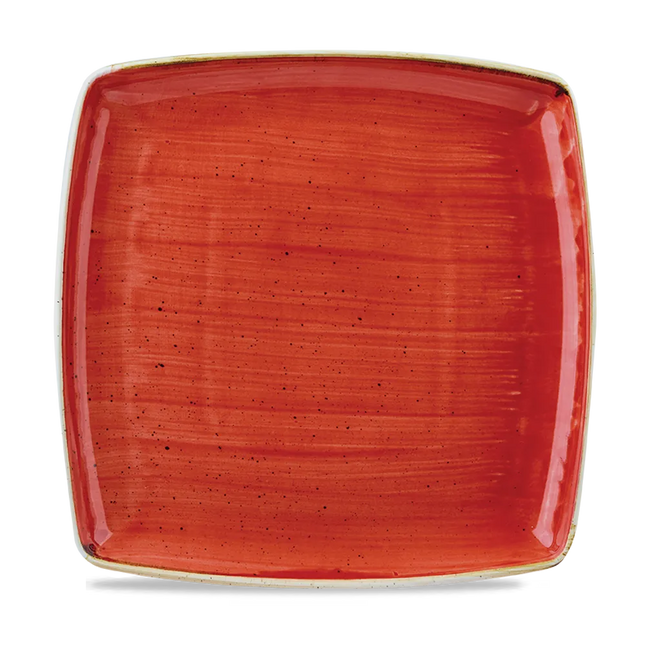 Stonecast Berry Red Deep Square Plate 26cm 6/box