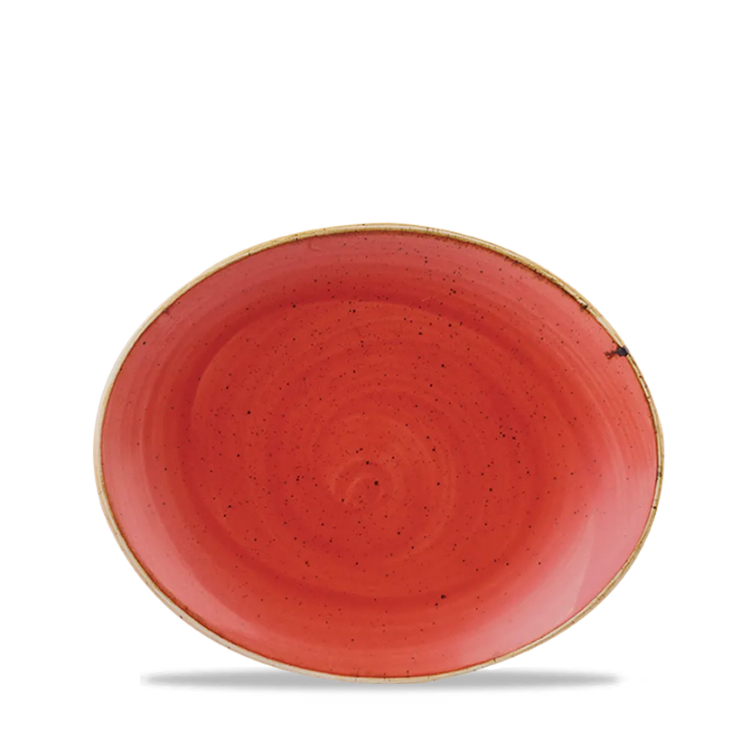 Stonecast Berry Red Orbit Oval Coupe Plate 20cm 12/box