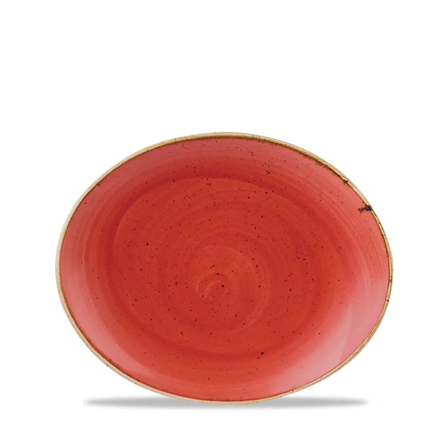 Stonecast Berry Red Orbit Oval Coupe Plate 20cm 12/box
