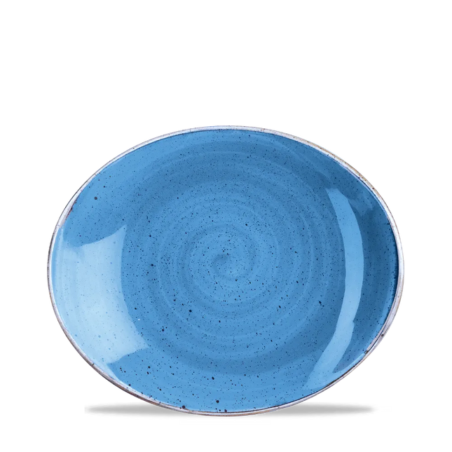 Stonecast Cornflower Blue Oval Plate 20cm 12/box