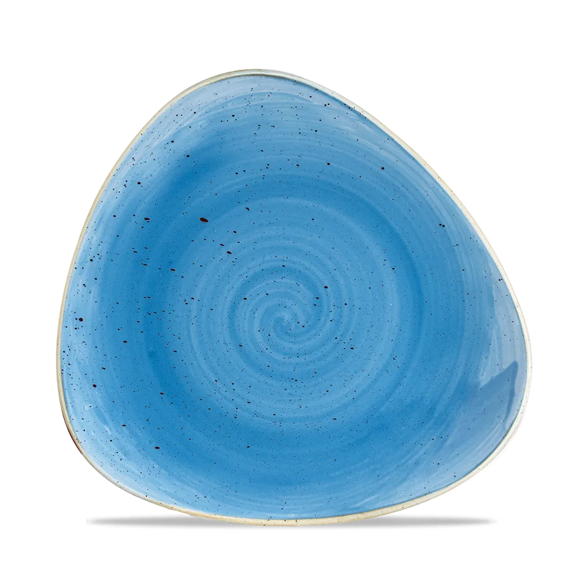 Stonecast Cornflower Blue Triangle Plate 23cm 12/box