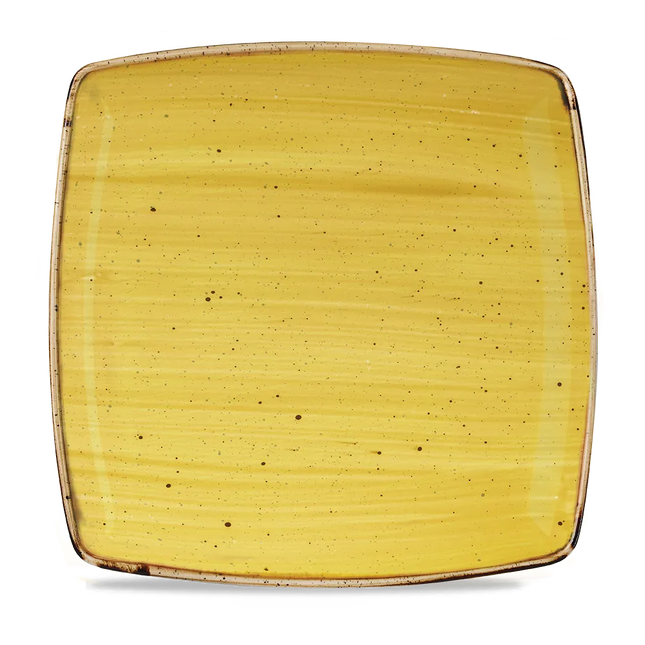 Stonecast Mustard Deep Square Plate 26cm 6/box