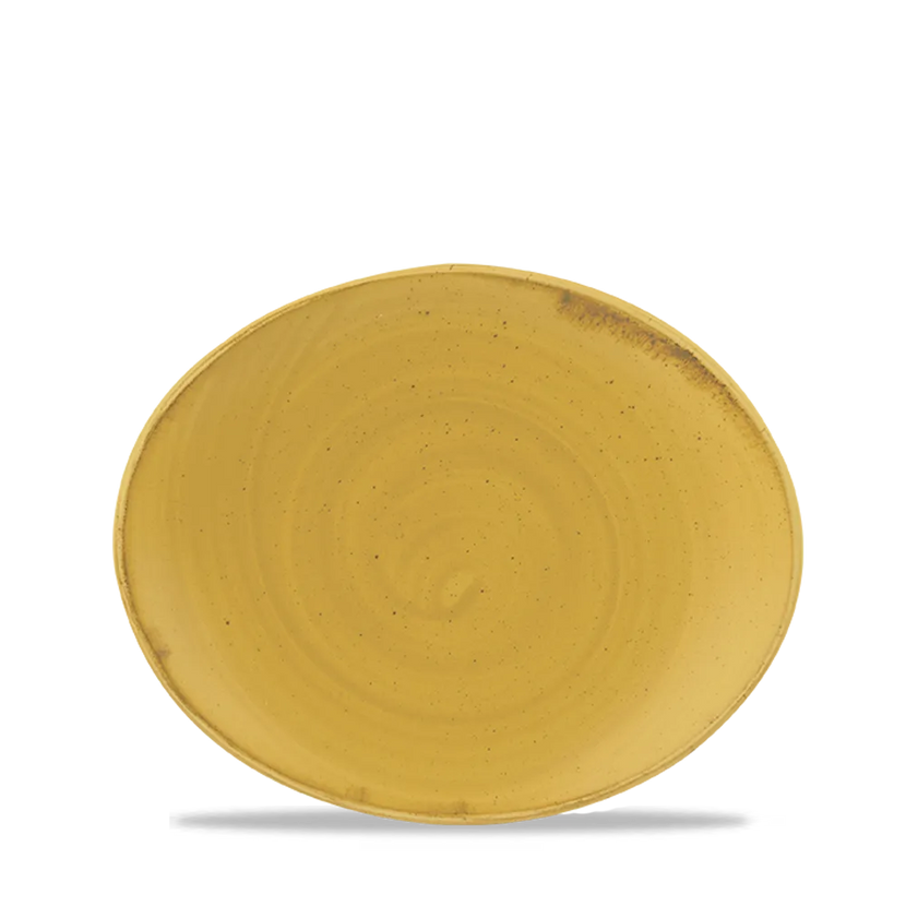 Stonecast Mustard Orbit Oval Coupe Plate 20cm 12/box