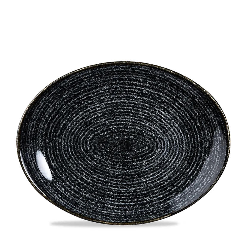 Studio Prints Charcoal Black Oval Coupe Plate 32cm 12/box