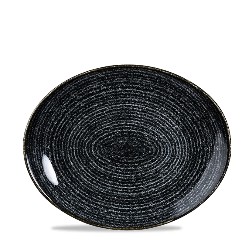 Studio Prints Black Oval Coupe Plate 27x22.9cm 12/box