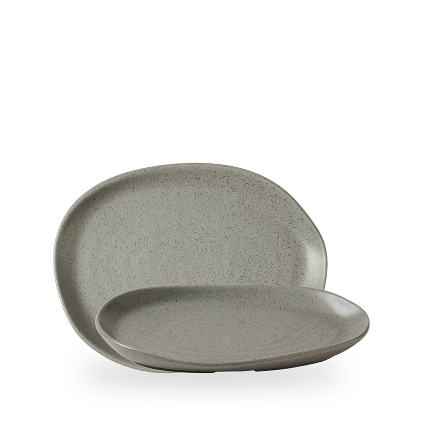Churchill Stonecast Grey Natural Organic Platter 26 x 20 cm – porseleinen serveerschaal – set van 6 – APS Glass & Bar Supply