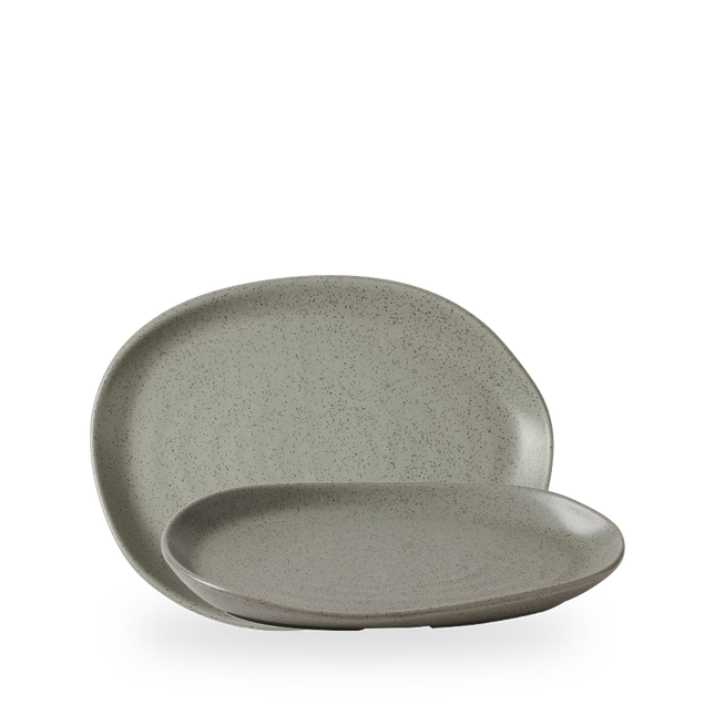 Churchill Stonecast Grey Natural Organic Platter 26 x 20 cm – porseleinen serveerschaal – set van 6 – APS Glass & Bar Supply