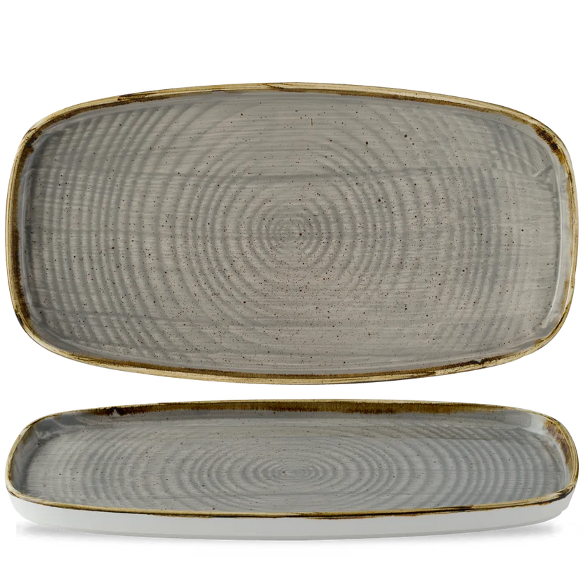 Stonecast Gray Oblong Chefs Plates 35x18.5cm 6/box