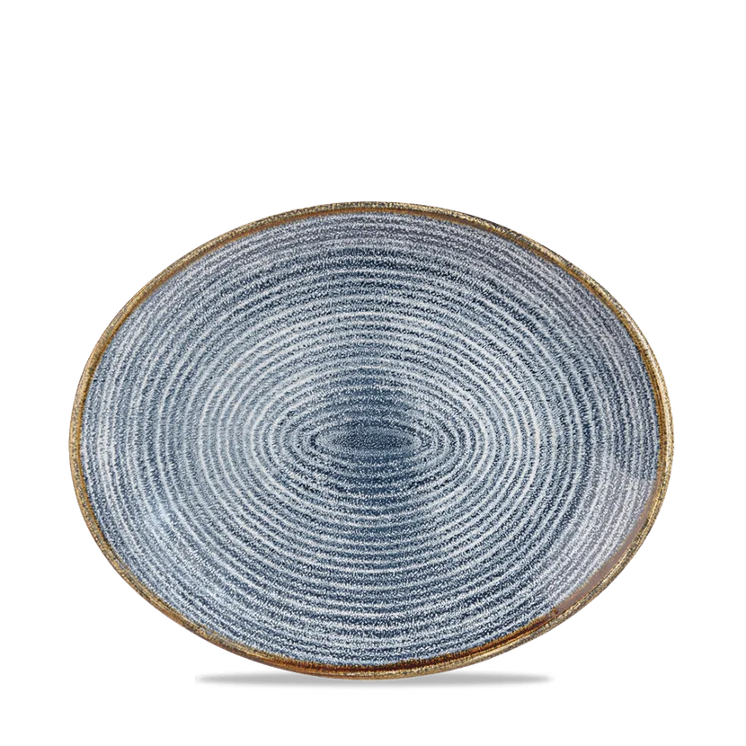 Studio Slate Blue Orbit Oval Coupe Plate 28.1cm 12/box