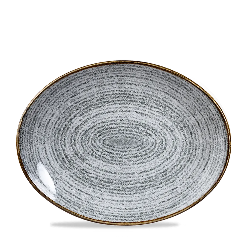 Studio Prints Stone Grey Orbit Oval Coupe Plate 12.5" 12/box