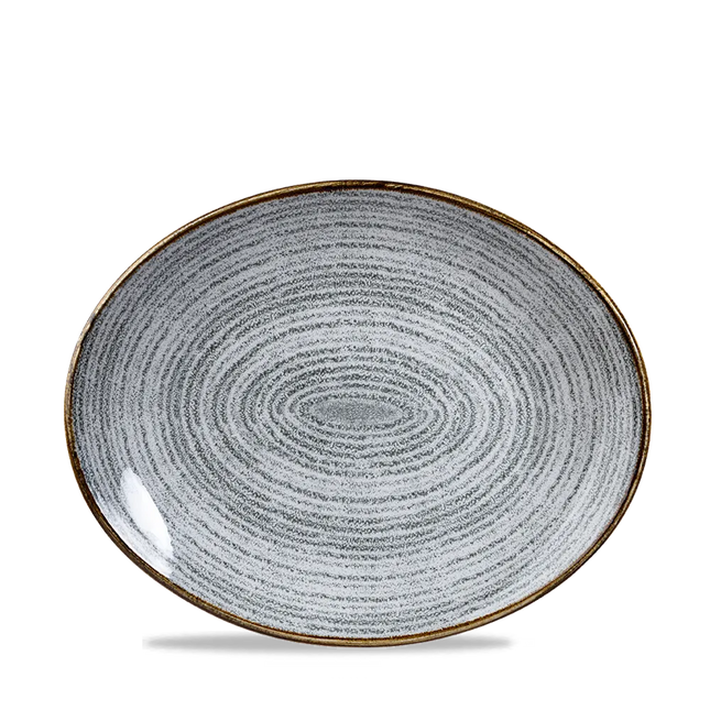 Studio Stone Gray Orbit Oval Coupe Plate 28.1cm 12/box