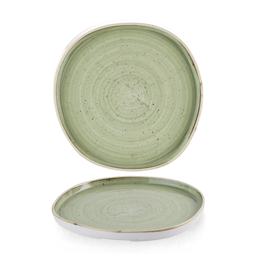 Stonecast Sage Green Organic Walled Plate 25.5cm 6/box