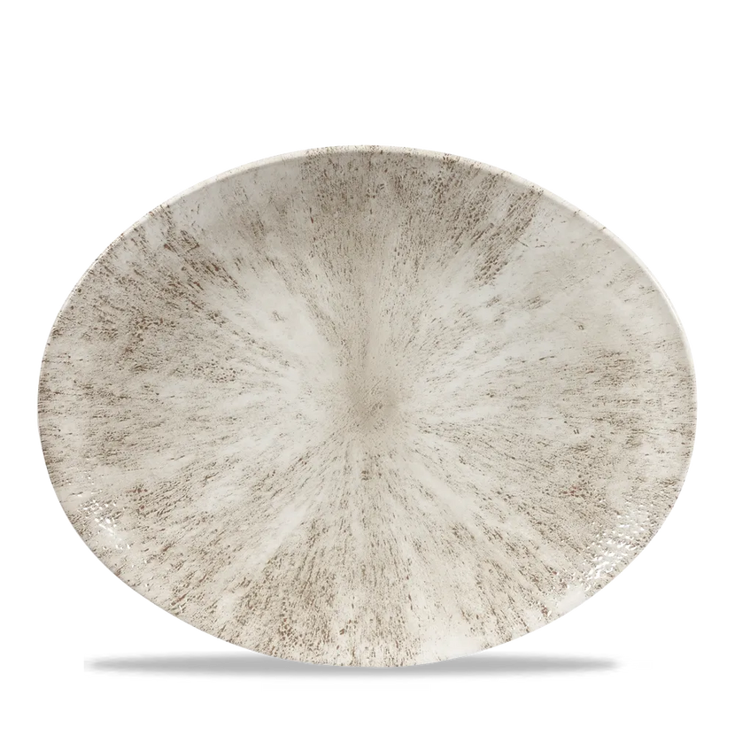 Stone Agate Grey Orbit Oval Coupe Plate 32cm 12/box