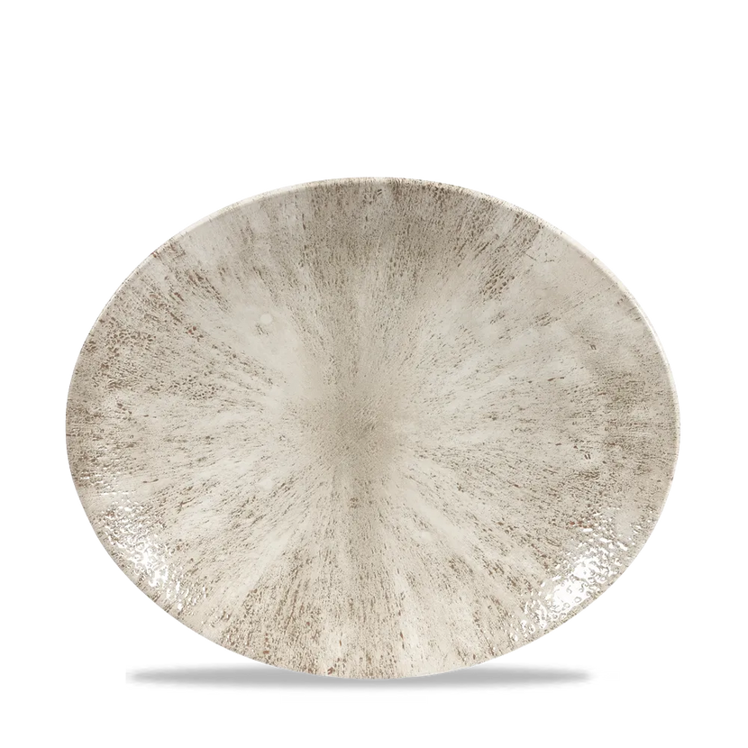 Stone Agate Grey Orbit Oval Coupe Plate 25cm 12/box