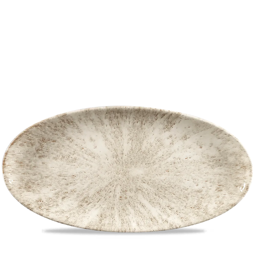 Stone Agate Grey Oval Chefs Plate 13 3/4X6 3/4" 6/box