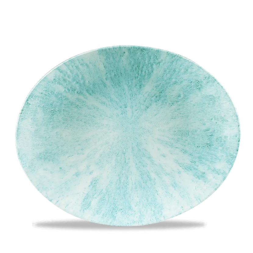 Stone Aquamarine Orbit Oval Coupe Plate 32cm 12/box