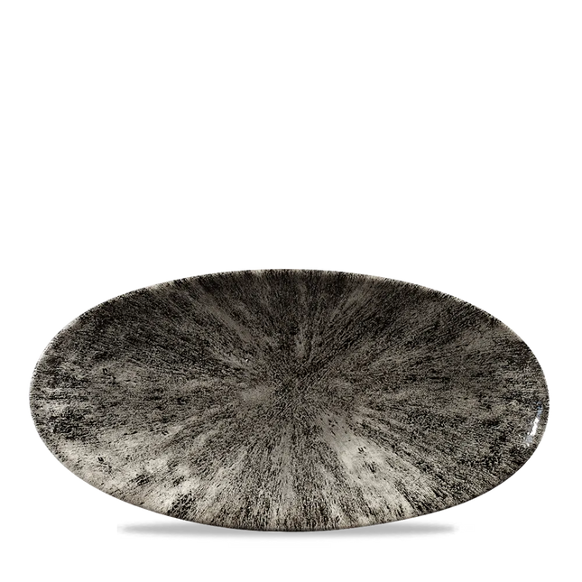 Stone Quartz Black Oval Chefs Plate 29.9 x 15cm 12/box