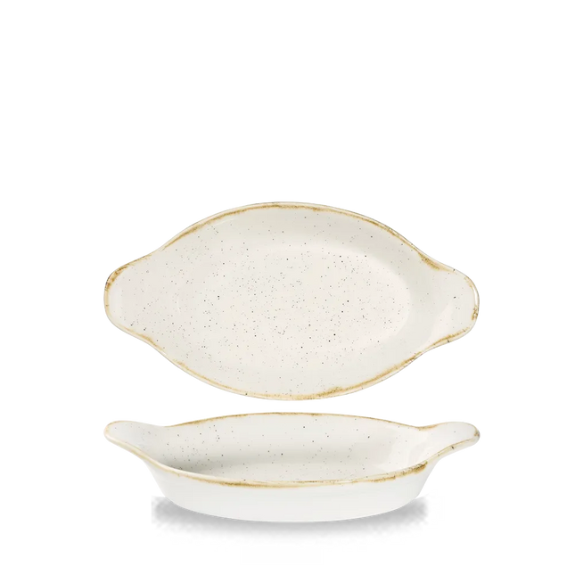 Barley White Intermed Oval Eared Dish 23.2 x 12.5cm 6/box