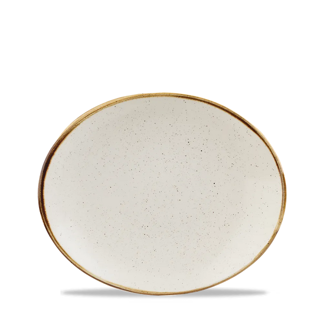 Stonecast Barley White Orbit Oval Coupe Plate 20cm 12/box