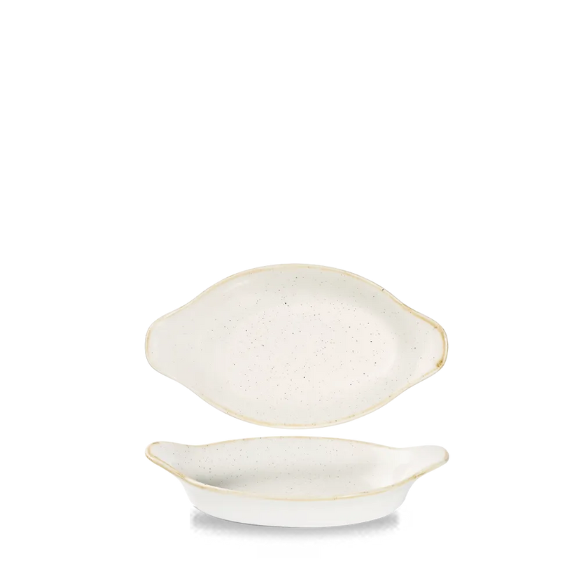 Stonecast Barley White Small Oval Eared Dish 8 1/8 X 4 3/8"