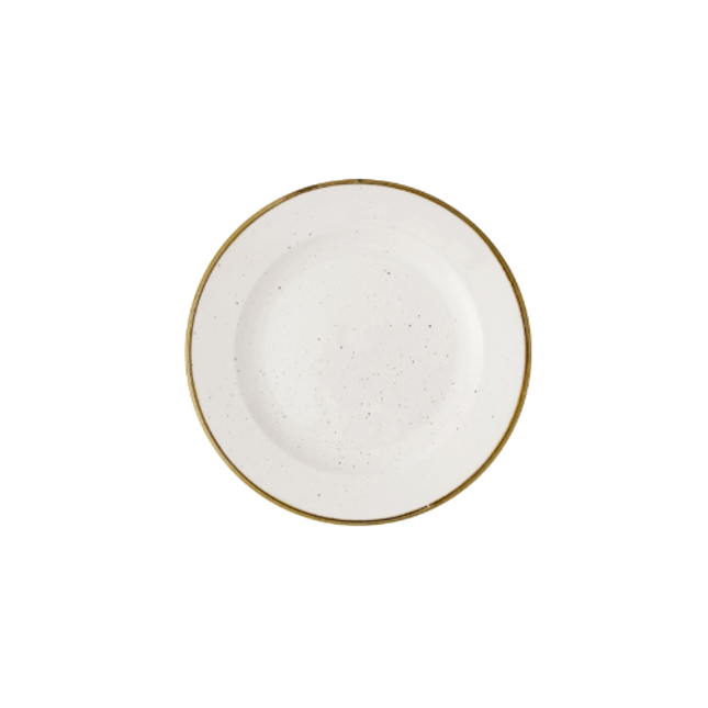 Stonecast Barley White Profile Plate van Churchill, 26,1 cm, set van 12. Handgemaakt bord in een zachte witte kleur met een subtiele textuur, ideaal voor het serveren van kleine hoofdgerechten of bijgerechten. Duurzaam en stijlvol, perfect voor gebruik in de horeca.