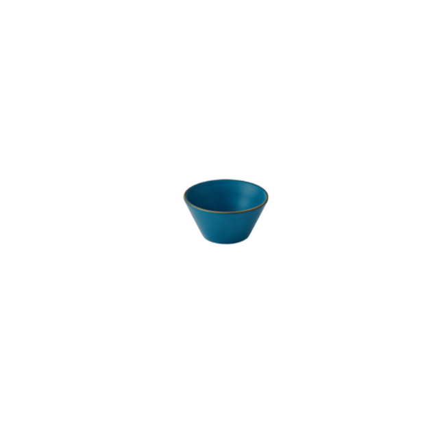 Churchill Stonecast Java Blue Sauce Dish 90 ml – set van 12 sauskommetjes in een diepe java-blauwe tint, perfect voor het serveren van sauzen, dips of dressings in een moderne horeca-omgeving.