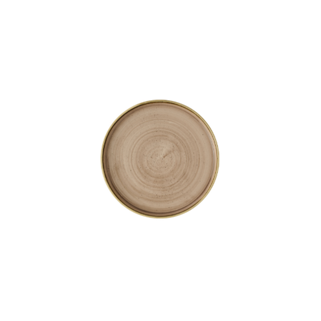 Churchill Stonecast Truffle Walled Plate 21 cm – set van 6 borden met een rustieke truffelkleuring en opstaande rand, ideaal voor het serveren van kleine hoofdgerechten, salades of bijgerechten in een stijlvolle horeca-omgeving.